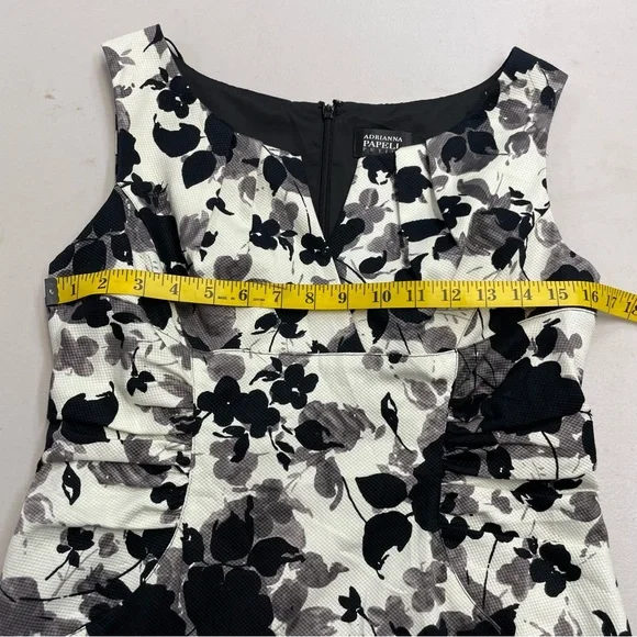 Adrianna Papell Petite black white gray floral sleeveless dress size 12P - Picture 10 of 11